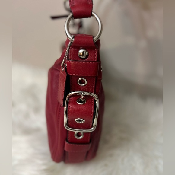 Coach Cherry Red Leather Shoulder Bag #F12071 - Picture 12 of 14